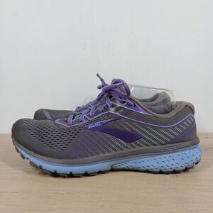 Brooks Ghost Sneakers Womens 10 Gray Purple Running Athletic Comfort Trainer
